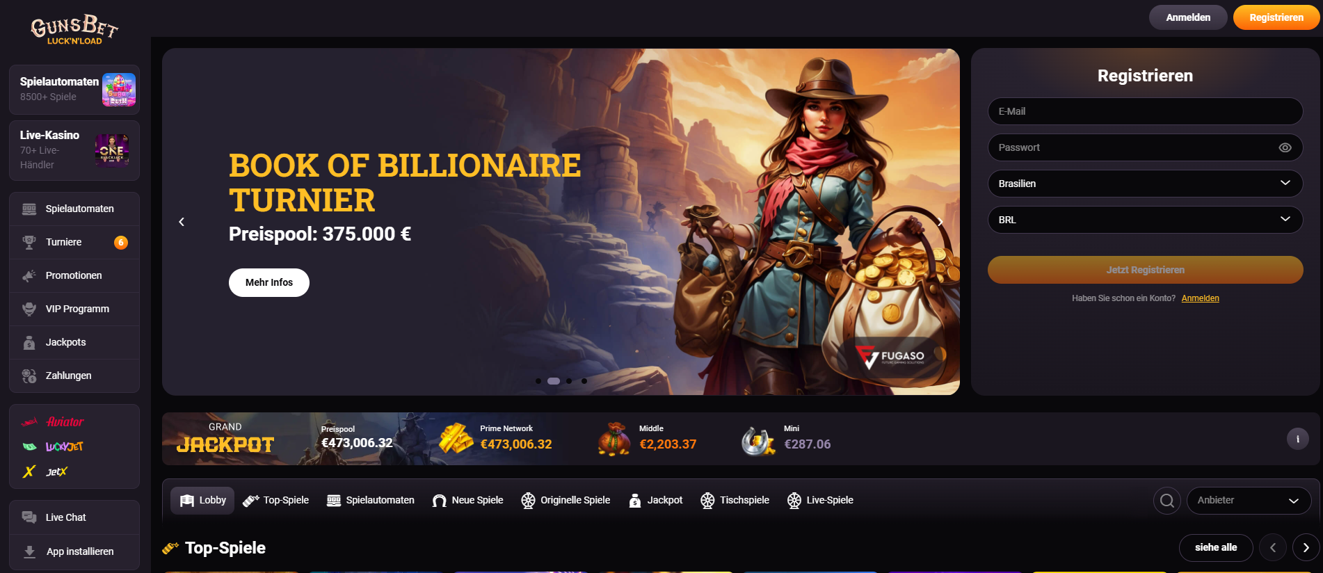 Gunsbet Casino Startseite