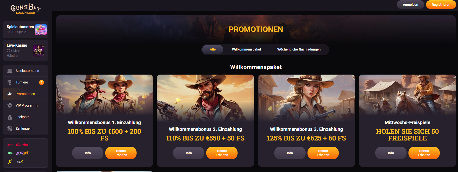 Gunsbet Casino Werbeaktionen